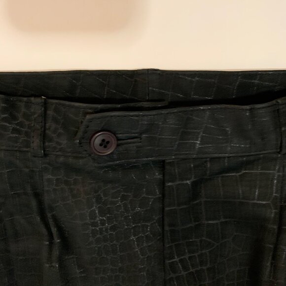 Bermans Vintage Black Crocodile Pattern Suede Leather Pants Size 8 Edgy Biker - Picture 6 of 14